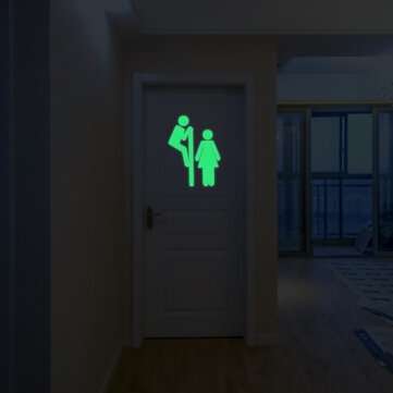 Miico Creative Man and Women Luminous PVC Removable Home Bathroom Decorative Wall Door Decor Sticker