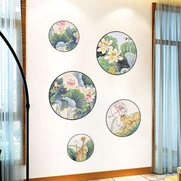 Miico FX82033 2PCS Lotus Painting Sticker Home Study Room Decorative Sticker Wall Sticker Combinatio