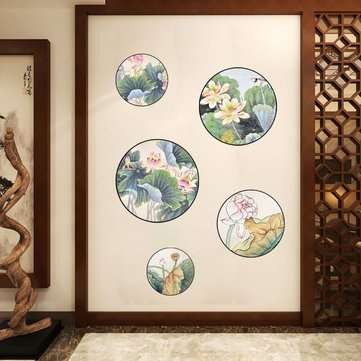 Miico FX82033 2PCS Lotus Painting Sticker Home Study Room Decorative Sticker Wall Sticker Combinatio