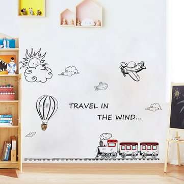 Miico FX82032 2PCS Cartoon Wall Stickers Small Train Painting Sticker Children`s Room And Kindergart