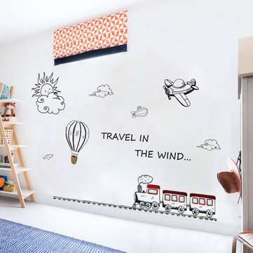 Miico FX82032 2PCS Cartoon Wall Stickers Small Train Painting Sticker Children`s Room And Kindergart
