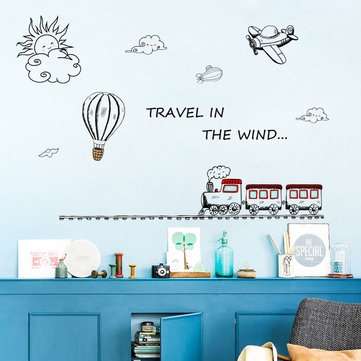 Miico FX82032 2PCS Cartoon Wall Stickers Small Train Painting Sticker Children`s Room And Kindergart