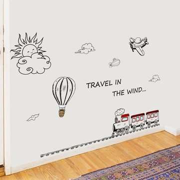 Miico FX82032 2PCS Cartoon Wall Stickers Small Train Painting Sticker Children`s Room And Kindergart