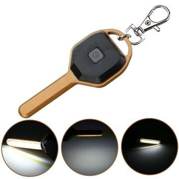 Mini COB LED Key Chain Flashlight Portable Keyring Light Torch Pocket Emergency ... (COLOR.: GOLDEN)