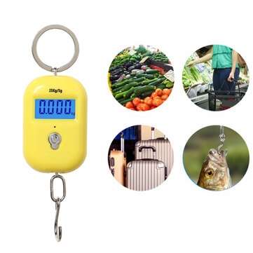 Mini Keychain Digital Hanging Scale Mini Electronic Luggage Hook Scale LCD Backl... (COLOR.: BLACK.)