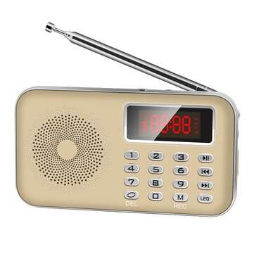 Mini Portable LCD Digital FM Radio Speaker USB SD TF Card MP3 Music Player Elderly (COLOR: GOLD)