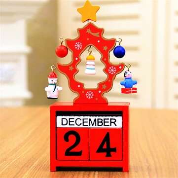 Mini Wooden Calendar Decoration Date Merry Christmas Ornament Home Decoration Craft... (COLOR.: RED)