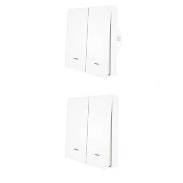 MoesHouse 2 Gang WiFi Smart Push Button Switch + 2 Gang RF433 Wall Panel Transmitter Smart Life Tuya