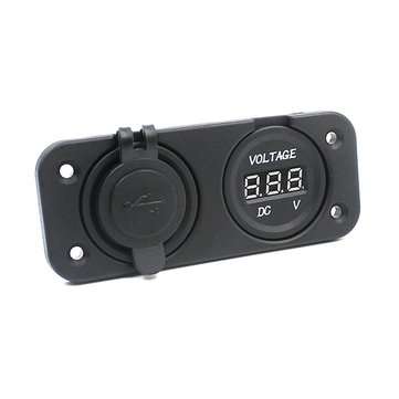 Motorcycle Auto Dual Usb Charger Adapter LED Indicator Volt Meterr