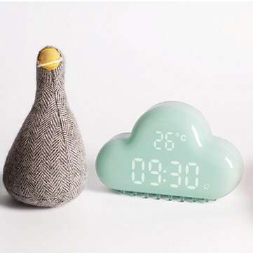 Muid Cloud Alarm Clock Touch Control LED Temperature Display USB Charging Weather... (COLOR1: GREEN)