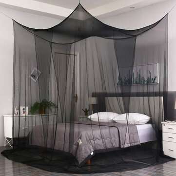 Multi-color Four Corner Mosquito Net Polyester Mesh Fabric Easy to Assemble Court ... (COLOR: BLACK)