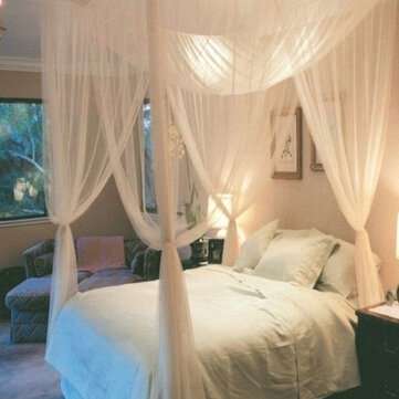 Multi-color Four Corner Mosquito Net Polyester Mesh Fabric Easy to Assemble Court ... (COLOR: BEIGE)