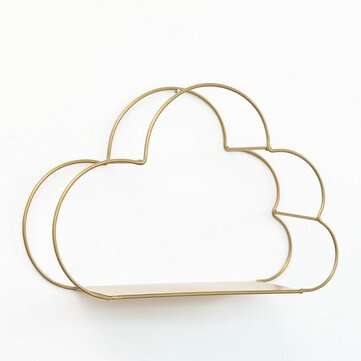 Multi-Function Storage Rack Wall Hanging Rack Cloud Shaped Floating Shelf Rack (COLOR.: GOLDEN)