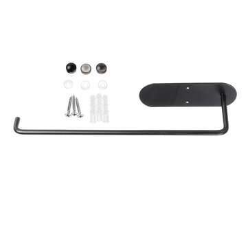 Multi-function Stainless Steel Kitchen Toilet Paper Holder Punched Paper Towel Rack (COLOR.: BLACK)