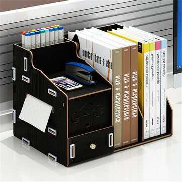 Multi-function Desktop Organizer Wooden Storage Rack Office File Tray Wood Display... (TYPE: 4GATEN)