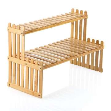 Multilayer Wooden Flower Rack Office Desktop Simple Pot Stand Balcony Shelf Desk Organi... (NO.: 01)
