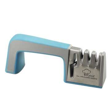 MYVIT 4 in 1 Knife Sharpener Diamond Coated&Fine Rod Knife Shears and Scissors Shar... (COLOR: BLUE)