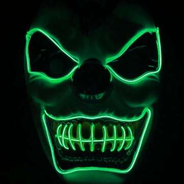 New Clown El Cold Light Glowing LED Fluorescent Mask Halloween Tricky Scary ... (COLOR.: GRASSGREEN)