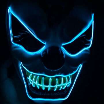 New Clown El Cold Light Glowing LED Fluorescent Mask Halloween Tricky Scary Spoof... (COLOR.: WHITE)