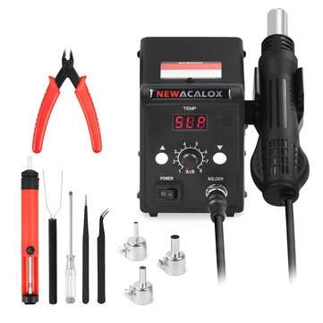 NEWACALOX 858D 700W Soldering Station Hot Air Heater Digital SMD Rework Heat I... (PLUG: 220VEUPLUG)