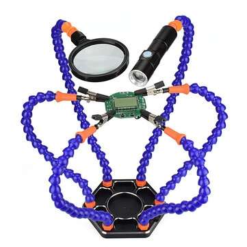 NEWACALOX 6 Flexible Arms Soldering Vise Helping Hands Third Hand PCB Repair Fixtu... (COLOR.: BLUE)