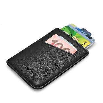 NewBring Slim Leather Wallet Men Credit Card & ID Holders Compact Mini Purse Cash... (COLOR.: BLACK)