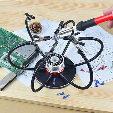 NEWACALOX Soldering Iron Holder Soldering Station USB 6Pcs Flexible Arms Third Hand ... (COLOR: RED)