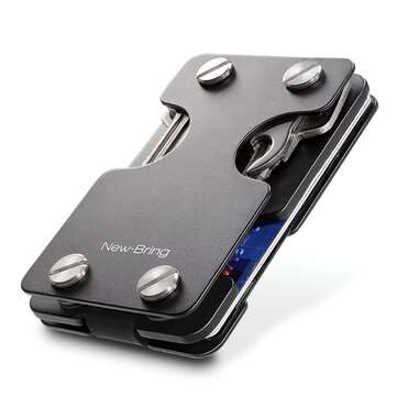 NewBring RFID Blocking Wallet Card Holder Metal Money Clip Men Wallet with Card Ho... (COLOR: BLACK)