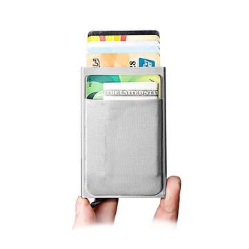 New-Bring Metal Card Bag Aluminum Alloy RFID Blocking Protection Wallet With Back S... (COLOR: GREY)