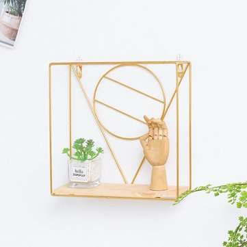Nordic Geometery Iron Wall Hanging Storage Shelf Rack Home Decorations