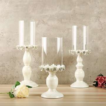 Nordic White Metal Candle Holder Glass Head Iron Candlestick Home Wedding Decor  (SIZE 2: S)