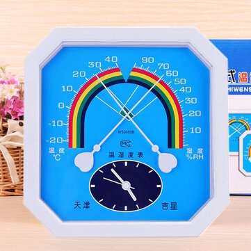 Octangle Pointer Type Garden Environment Temperature Humidity Meter (PATTERN: METERWITHCLOCK)