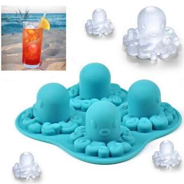 Octopus Shape Silicone Molds Fondant Cake Molds Kitchen Baking Decorating Cake Tool... (COLOR: BLUE)