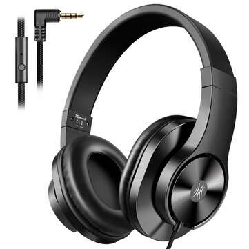 Oneodio T3 3.5mm Wired Headphones Portable Stereo Over Ear Headband Headset With M... (COLOR: BLACK)