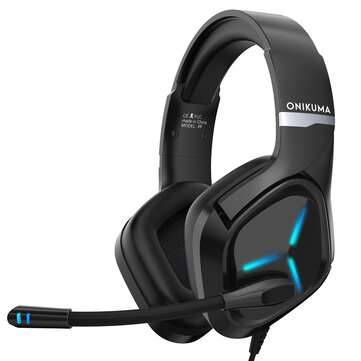 Onikuma X9 3.5mm Audio Wired RGB Headphones Noise Cancelling Bass Surround Soft Me... (COLOR: BLACK)