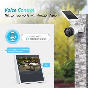 OUERTECH 1080P 2MP Solar Wireless Battery Camera WIFI Outdoor Security IP Camera Alexa Cloud IP66 Wa
