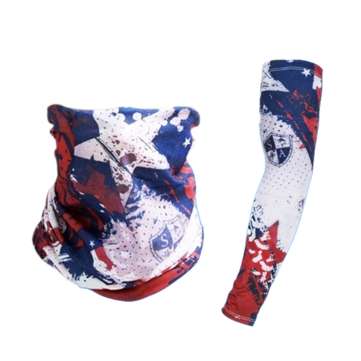 Outdoor Sports Riding Windproof Sunscreen Ice Silk Arm Sleeve Bib Fa... (SIZE: XL | COLOR: NAVYBLUE)