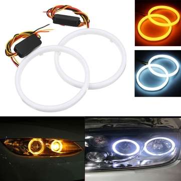 Pair 60/70/80/90/100/110mm 2835 LED Angel Eyes Lights Halo Ring DRL Turn Signal ... (DIAMETER: 90MM)