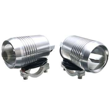 Pair 30W DC 12-60V Motorcycle Headlight U2 LED Driving Headlamp Fog Light + Swit... (COLOR.: SILVER)