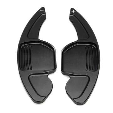 Pair Aluminum Paddle Shift Shifter Extension Sheet Black/Red/Silver for Audi A3 4... (COLOR.: BLACK)