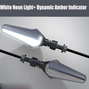 Pair Motorcycle Dynamic LED Turn Signal Indicator + Neon Glow EL DRL Stop Lights (COLOR.: WHITE)