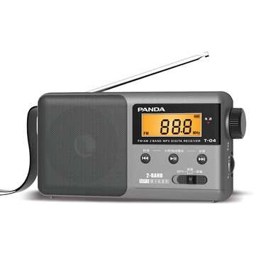 Panda T-04 FM AM Two Band Radio Semiconductor Portable Radio Support TF Card MP3 P... (COLOR.: GREY)