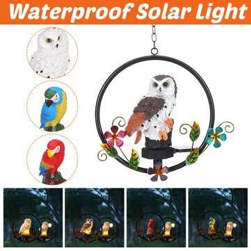Parrot Owl Pattern Hanging LED Solar Light Outdoor Garden Lawn L... (COLOR.: BLUE | PATTERN: PARROT)