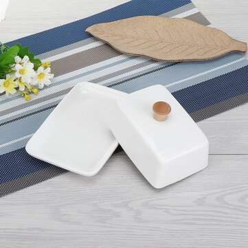 Porcelain Butter Dish With Lid Holder Serving Storage Tray Plate Storage Containe... (SIZE 3: 8INCH)