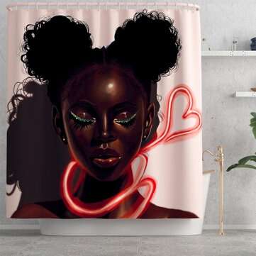 Polyester Waterproof African Girl Bathroom Shower Curtain Toilet C... (MAT PACKAGE: 1*SHOWERCURTAIN)