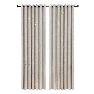 Polyester Window Curtains Moon Star Kids Child Bedroom Window ... (SIZE 3: 100*250CM | COLOR: BEIGE)