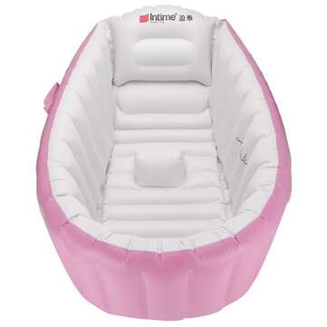 Portable Baby Inflatable Bathtub Thickening Folding Washbowl Tub-Pink/Blue (COLOR: PINK)