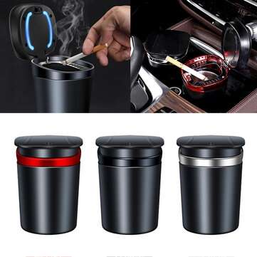 Portable Car Ashtray With Blue LED Light Automatic Lights Up Smoke Cup Ash Tray (COLOR.: RED)