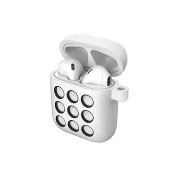 Portable Liquid Silicone Storage Case Headphones Cover For Apple AirPods 1/... (COLOR.: WHITE&BLACK)