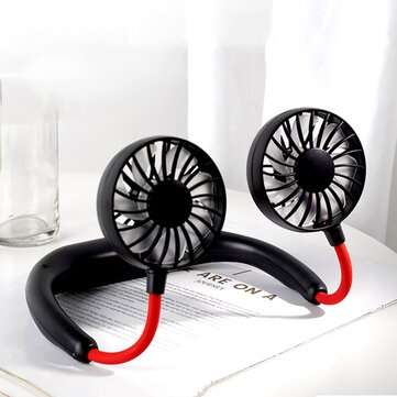 Portable Neck Hanging Fan Mini USB Fan Rechargable Hands-free Sports Fan Air Cool... (COLOR.: BLACK)